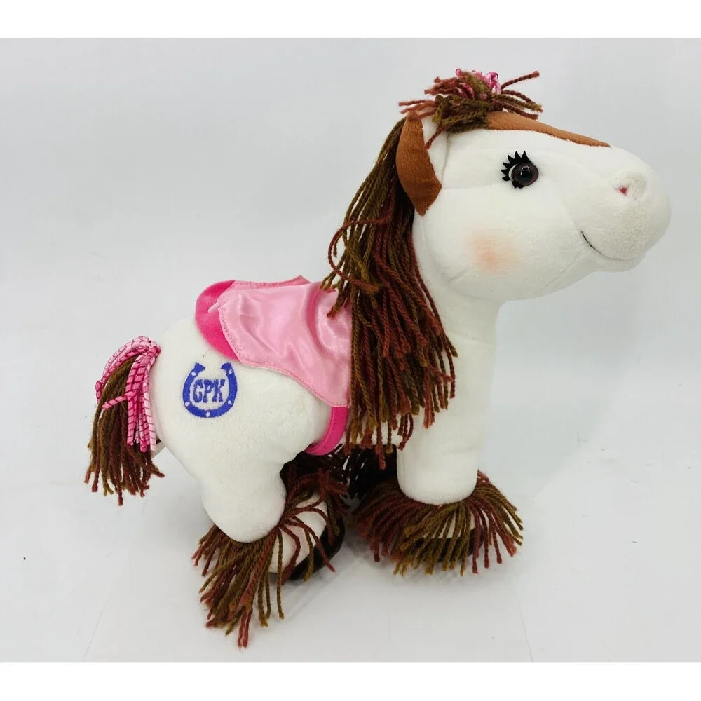 Cabage Patch Kids White Show Pony Horse Plush Stuffed Animal 2005 Pink Saddle